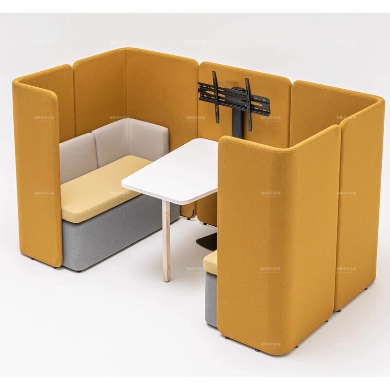 意式极简布艺高背U形卡座沙发