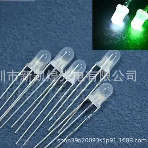 LED插件灯珠5MM白绿双色共负极F5白绿双色共阴5MM绿白双色直插LED