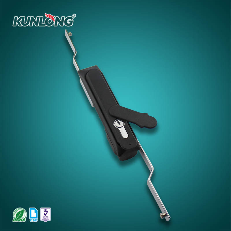 尚坤SK1-080锌合金旋转手柄机柜锁 塑胶天地式三点连杆机箱锁黑色