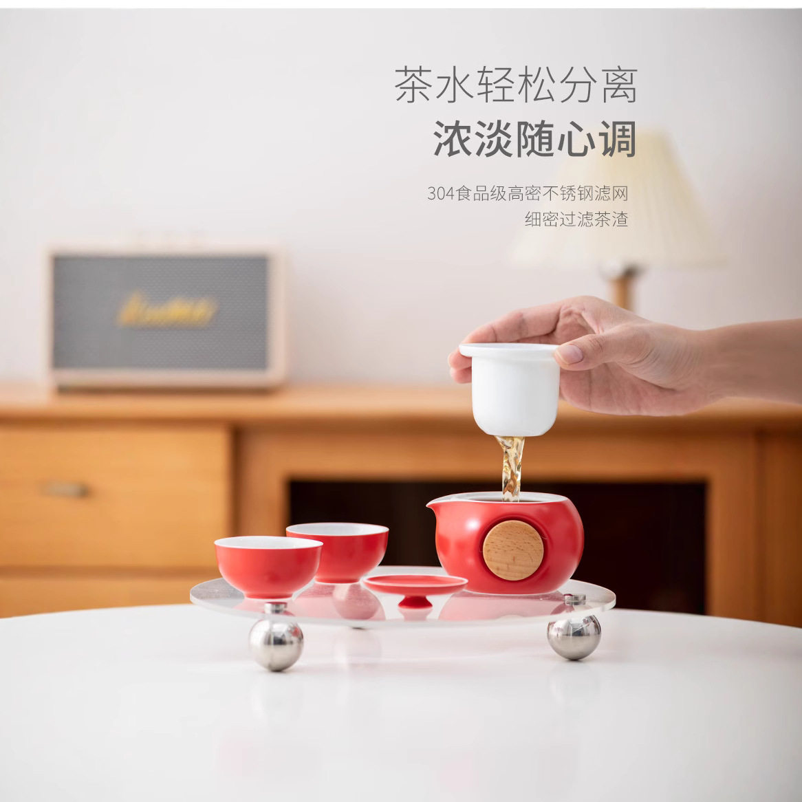 豪峰企鹅快客一壶3杯陶瓷旅行茶具套装泡茶快客杯活动礼品批发