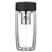 万象V17L双层玻璃杯便携男士 商务泡茶杯办公室喝水杯子V16L弧形杯