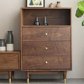 北美黑胡桃木三斗柜简约现代小户型电视柜茶几组合家用客厅抽屉柜