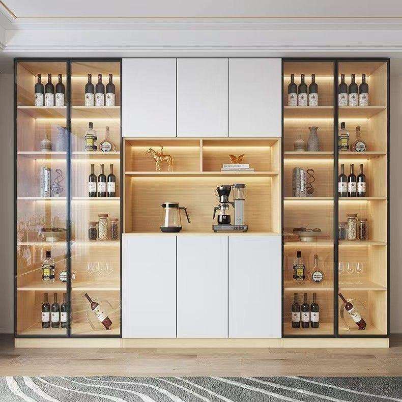 全实木客厅餐厅茶碗柜厨房收纳储物柜酒柜餐边柜高柜靠墙轻奢家用