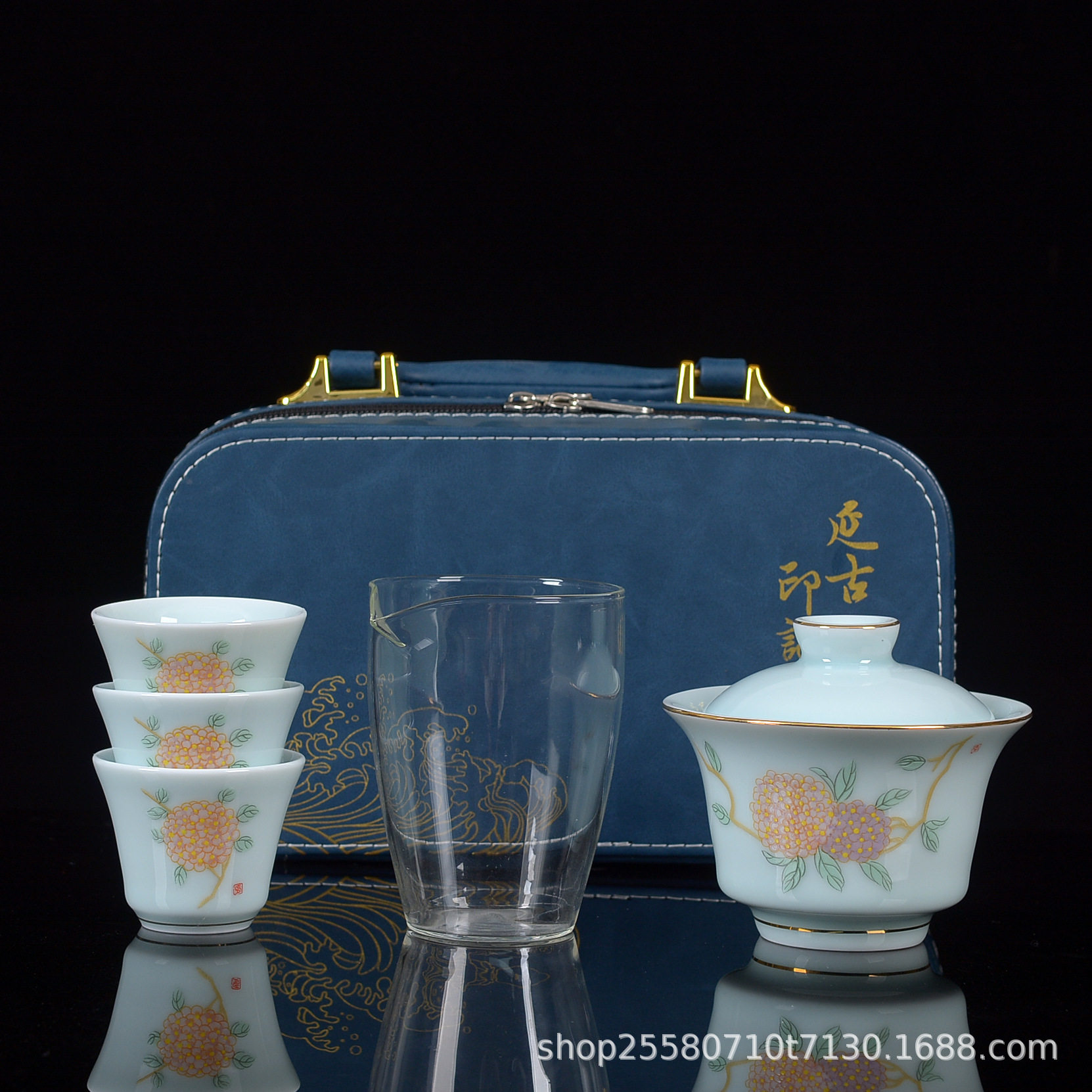 旅行茶具便携陶瓷玻璃茶具盖碗茶杯整套中式新款泡茶器礼品套装