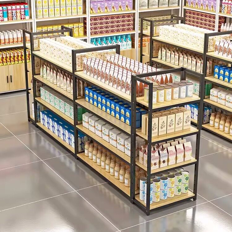 中岛柜双面超市货架展示架化妆品便利店小卖部商店多层零食置物架