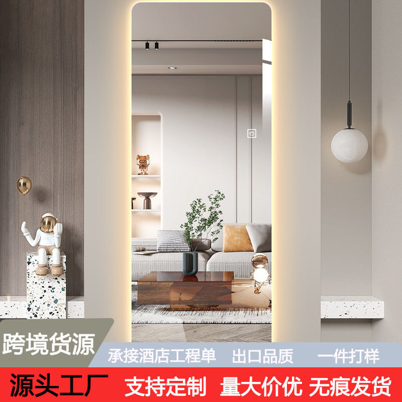 无框智能穿衣镜led灯镜壁挂贴墙全身落地镜悬挂试衣镜带灯装饰镜