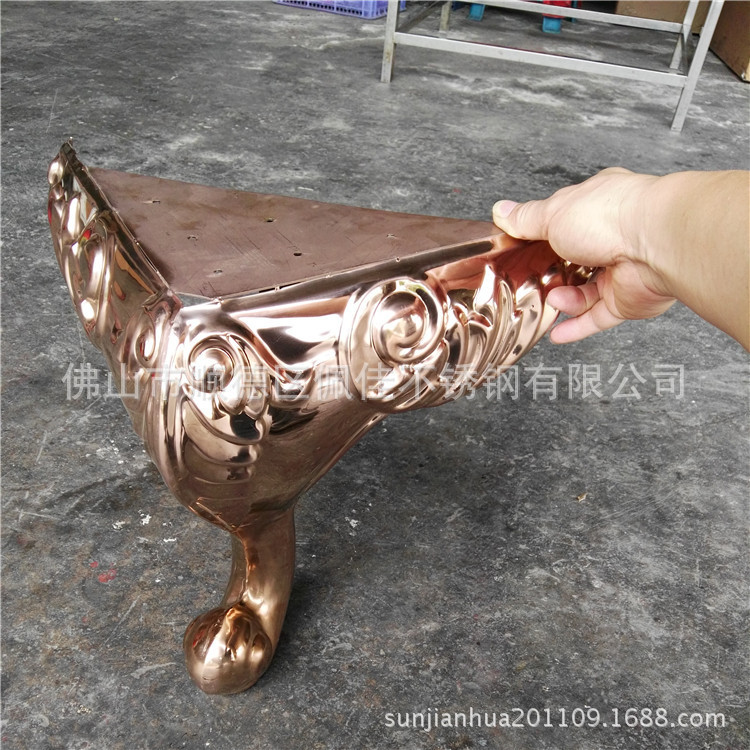 欧式玫瑰金不锈钢茶几老虎腿