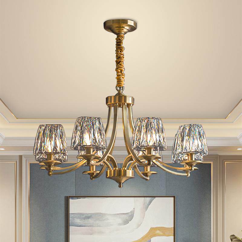 美式吊灯轻奢水晶客厅灯复古大气别墅灯全铜法式餐厅灯具