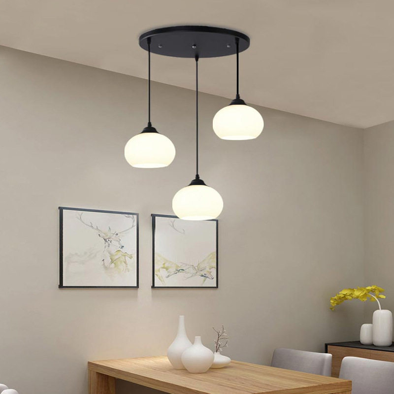 现代简约美式吧台餐吊灯 田园饭厅吊灯 三头餐厅灯铁艺灯饰灯具