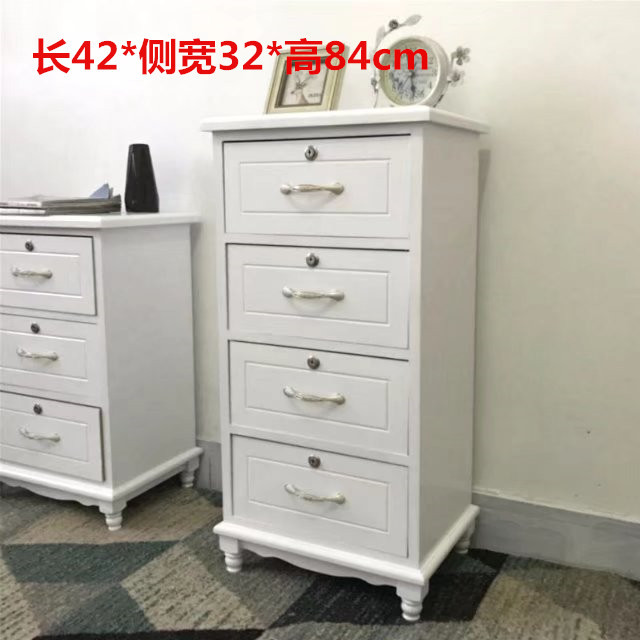 欧式实木带锁抽屉多层床头柜