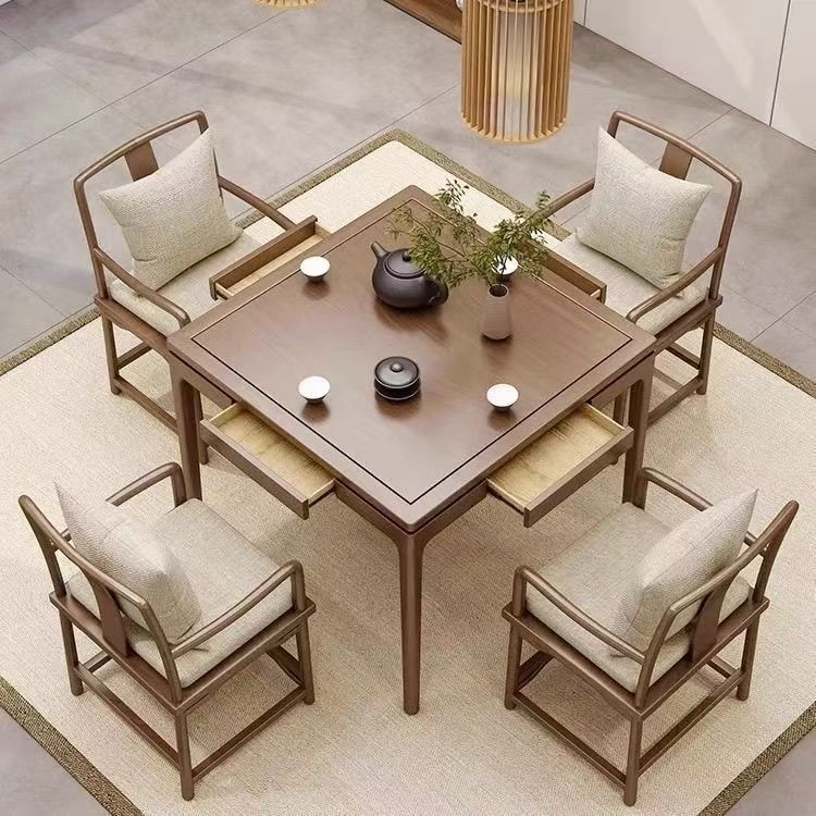 【实木】打造新中式方桌多功能八仙桌客厅适用餐桌茶桌棋牌桌一体