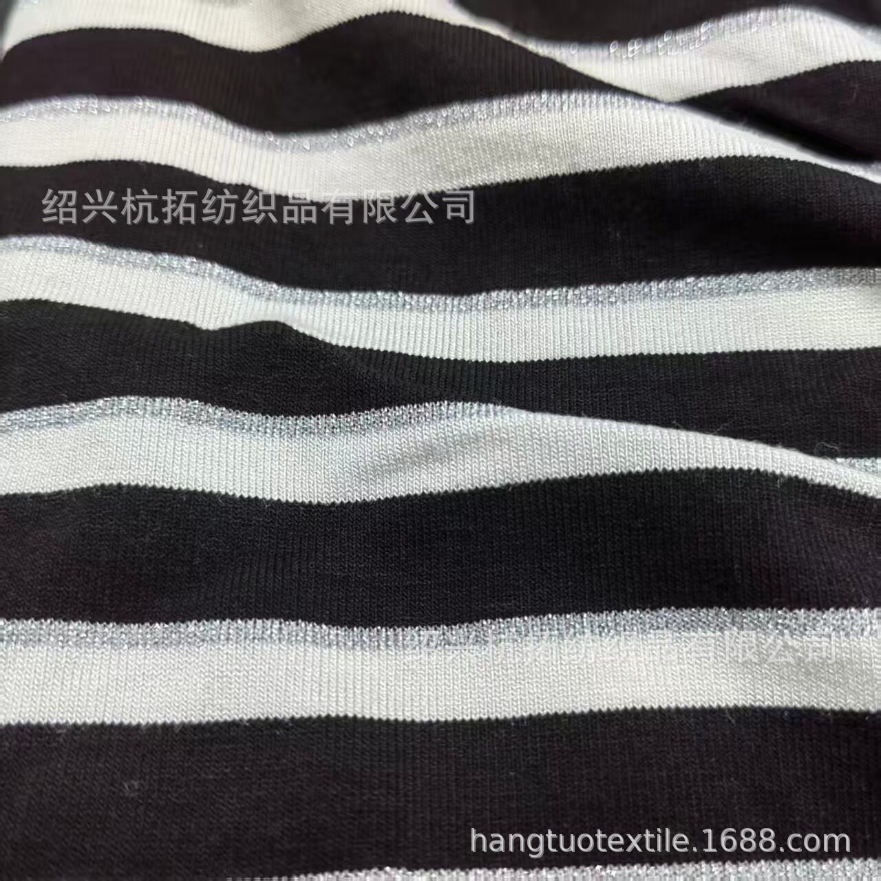 针织210g人棉银丝彩条汗布全棉TR TC CVC CR TCR全涤银丝彩条汗布