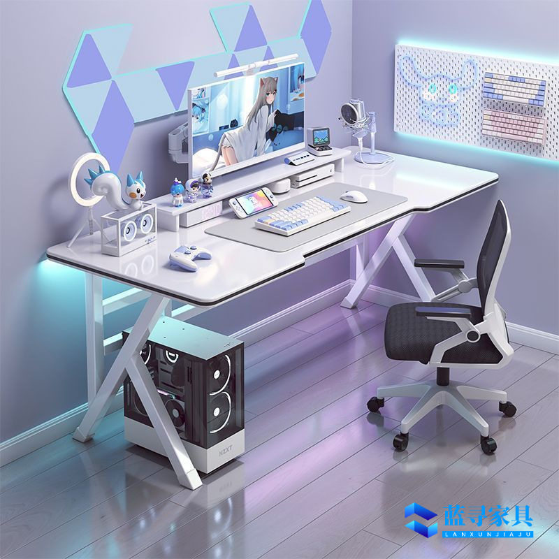 家用电脑桌台式桌新款电竞桌带穿线孔加固加厚书桌出租屋学习桌子
