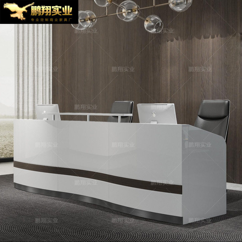 异形前台接待台白色亮光烤漆酒店吧台公司接待台加工美容院迎宾台