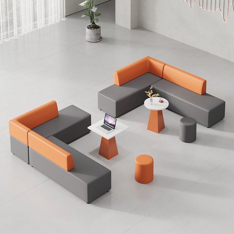 办公沙发简约现代小型转角会客洽谈接待室休闲休息区皮质沙发组合