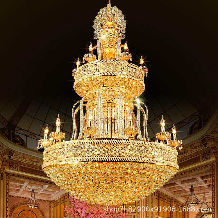 欧式水晶大吊灯别墅复式楼酒店吊灯大堂工程大厅楼梯中空吊灯灯具