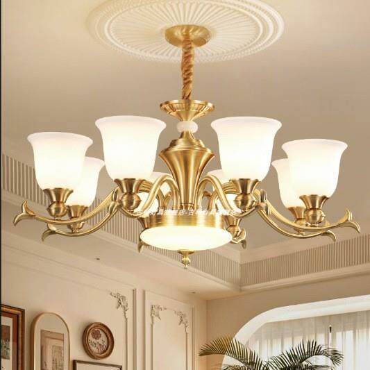 亿大灯饰全铜欧式吊灯客厅灯复古大气温馨卧室餐厅美式灯具铜吊灯