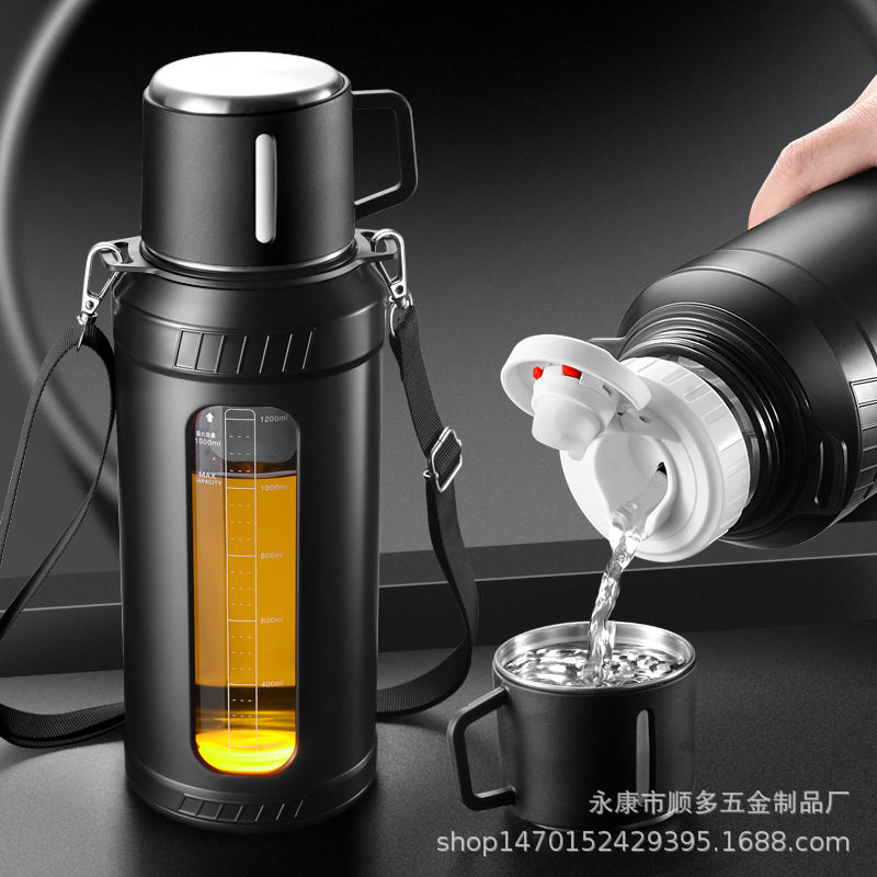 新款塑玻大容量玻璃杯耐高温夏季泡茶杯2000ml便携防摔水杯子带盖