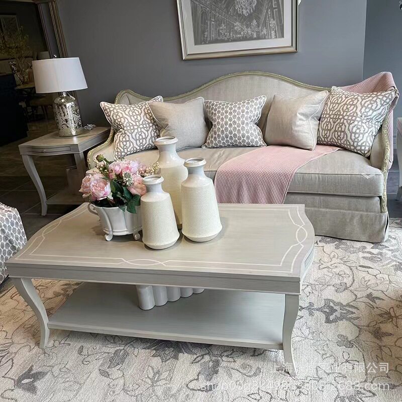 美式复古轻奢实木雕花别墅客厅三人单人小户型实木沙发组合