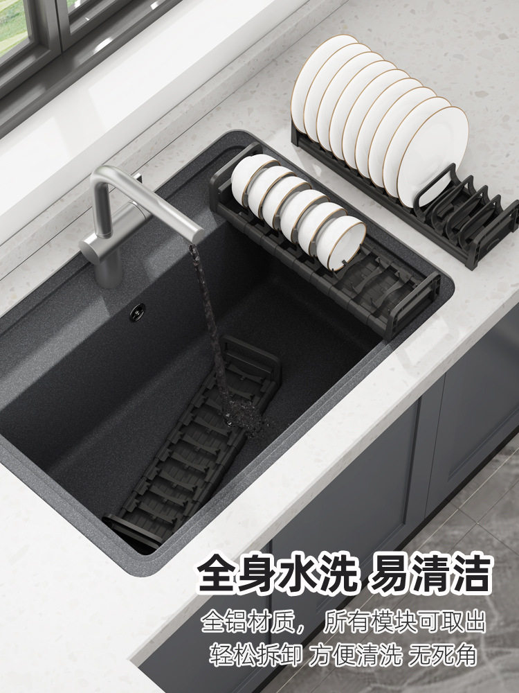 BK9K批发厨房橱柜三层碗碟拉篮加深款全铝锅具篮工具收纳分类隔板