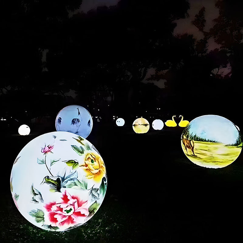LED滚塑圆球景观灯手工绘画图案星球灯户外亮化庭院花园氛围灯景