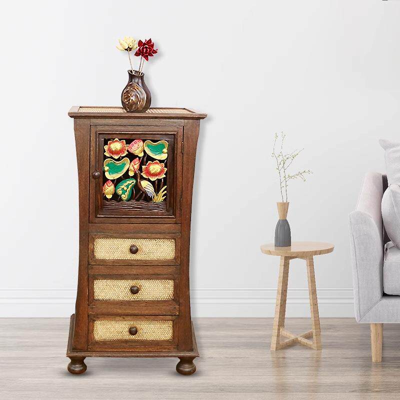 东南亚风格家具泰国实木雕花储物收纳柜异形柜隔断柜玄关装饰柜