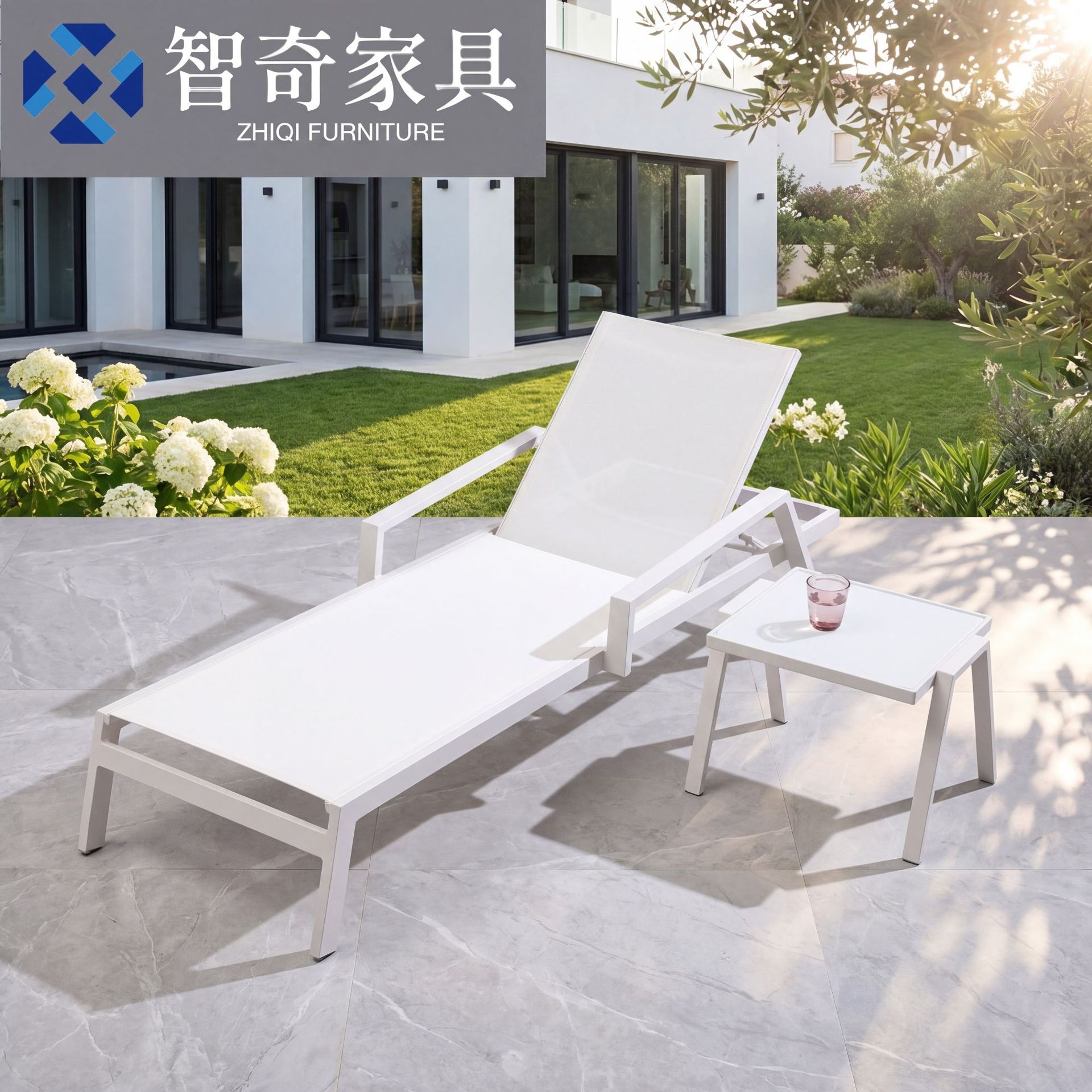 户外铝管特斯林网布躺椅