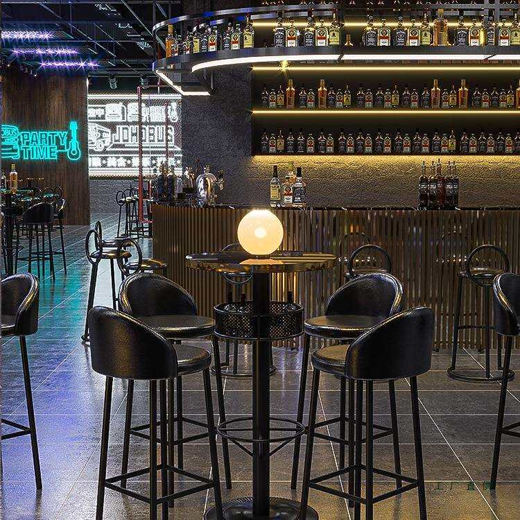 复古酒吧散台高脚桌子定制工业风清吧高脚椅子小酒馆吧台桌椅组