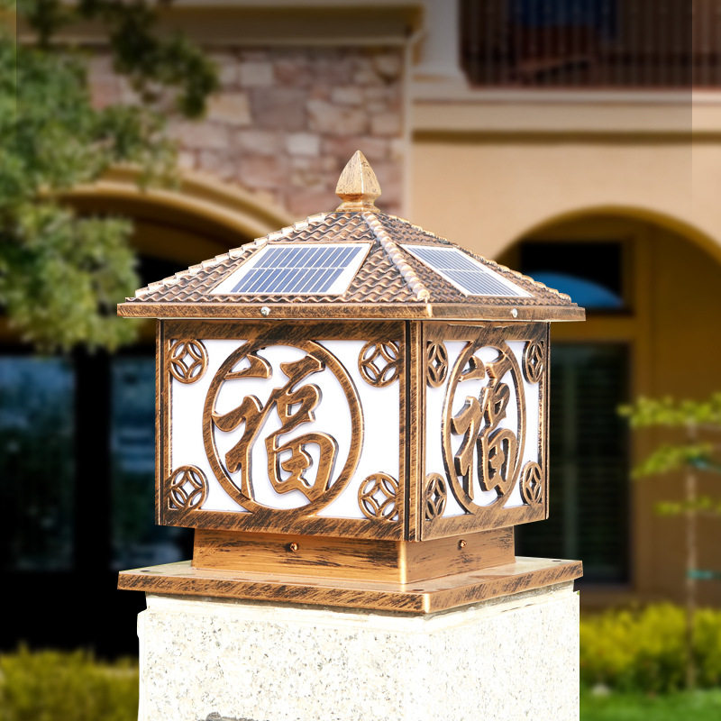 太阳能柱头灯户外防水庭院灯别墅大门门柱小区围墙柱头路灯照明灯