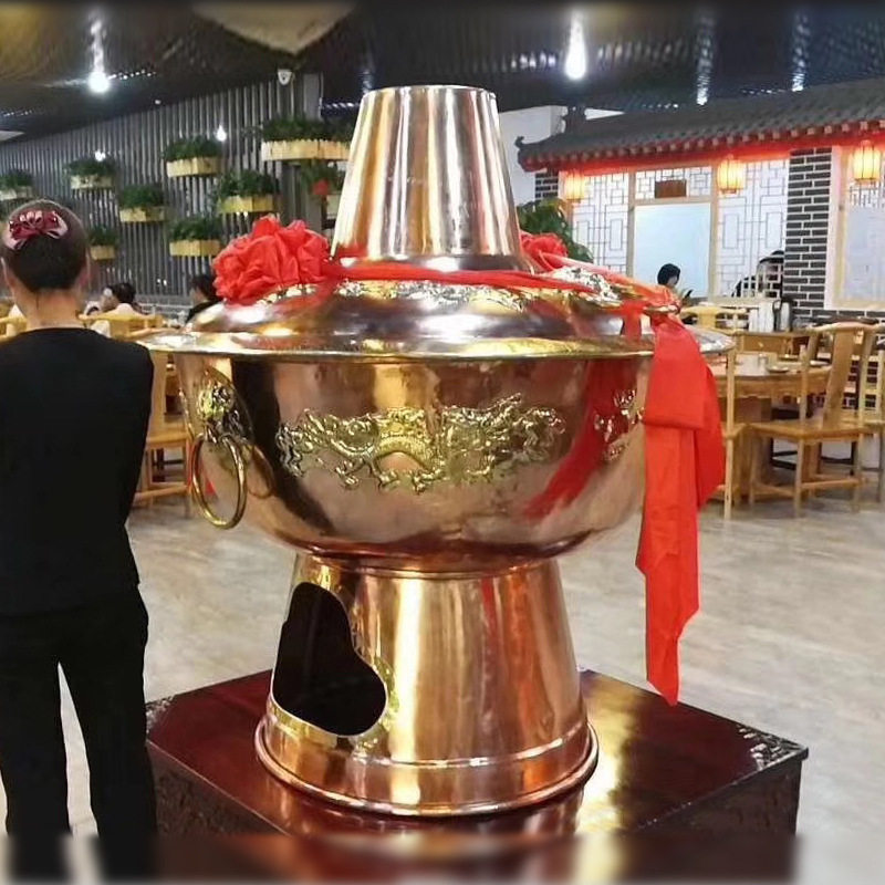 60 70 80厘米1米1.2米1.5米2米大铜锅展览展示门头摆放纯紫铜火锅