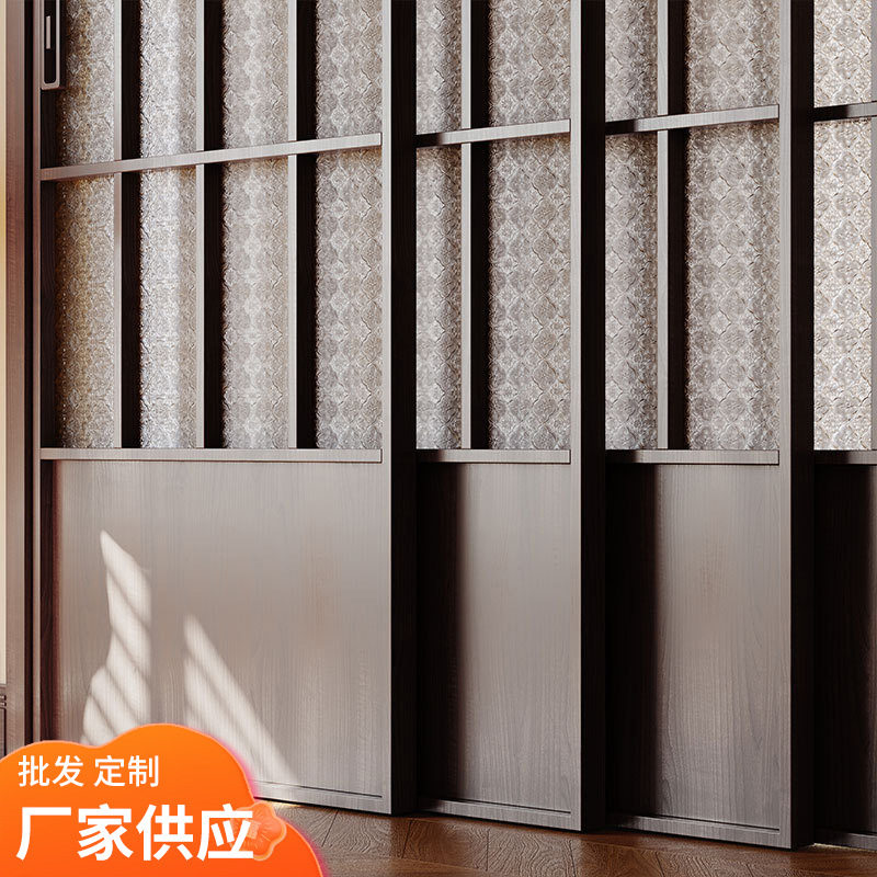 钛镁合金推拉门隔断吊轨门厨房阳台客厅三联动移门室内门新中式