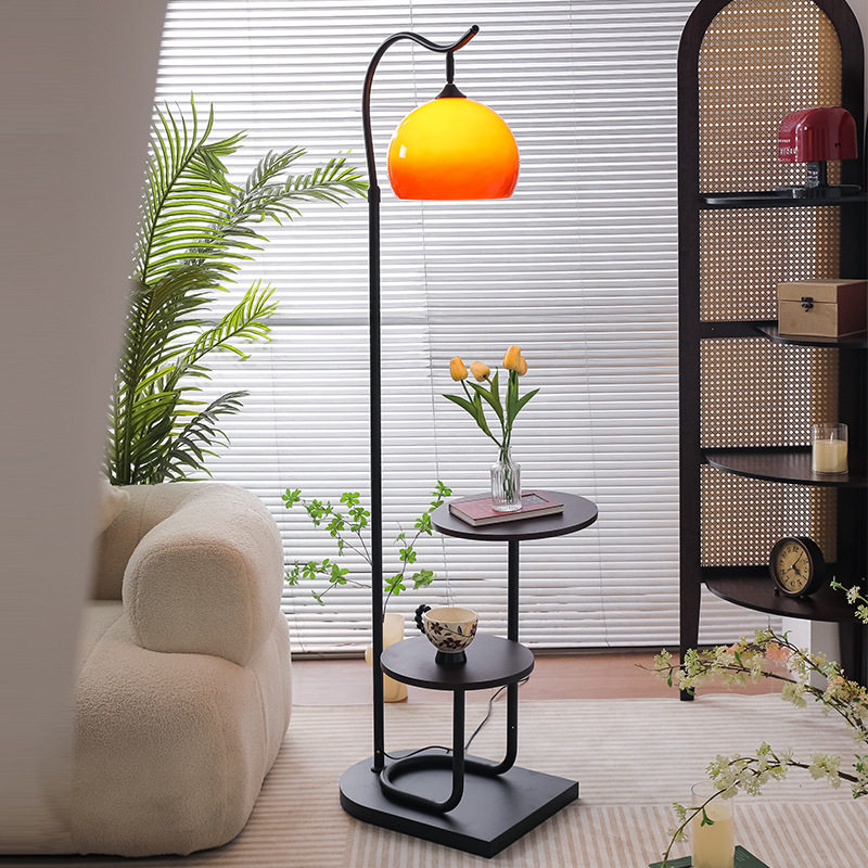 中古风落地灯客厅沙发旁设计感摆件置物一体装饰灯氛围创意落地灯