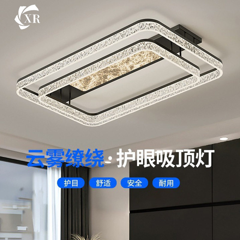 客厅灯轻奢高级感意式极简客厅吸顶灯冰裂纹水晶大厅主灯2026新款