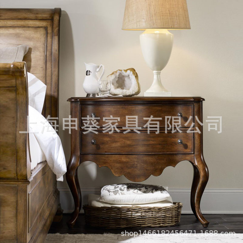 美式乡村卧室储物收纳床头柜简约实木轻奢大小户型酒店别墅样板房