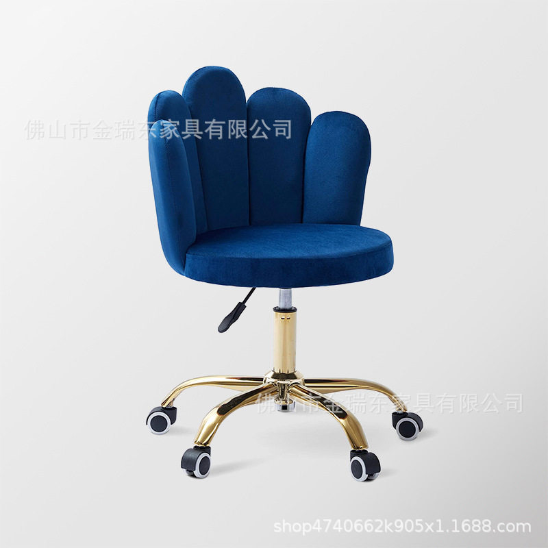 现代蓝色美甲沙龙家具技师椅美容沙龙足疗水疗凳带轮子沙龙五指椅