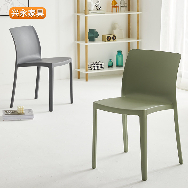 外贸一体成型塑料靠背椅子食堂快餐店简约加厚休闲可叠放餐厅餐椅