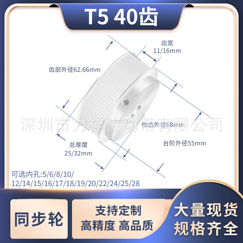 同步带轮T540齿BF型齿宽11/16型内孔568101214151920齿形带同步轮