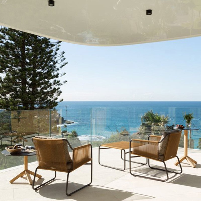 现代休闲藤编户外餐桌椅简约实木室外椅酒店设计师家具庭院子桌椅