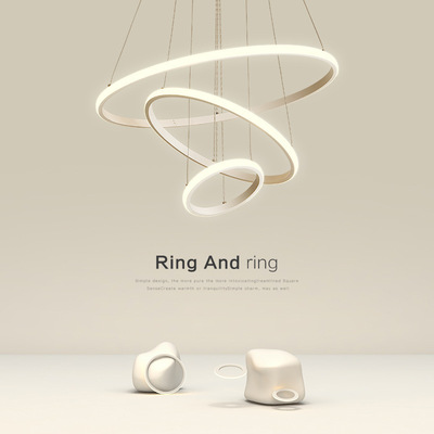 餐厅吊灯简约现代北欧网红艺术吧台饭厅餐桌极简圆环形led灯具