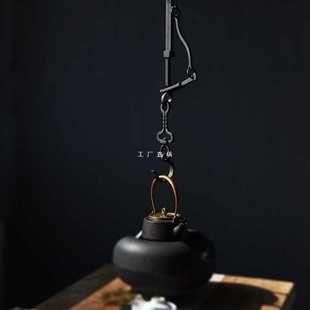 批发 复古铁艺悬吊铁壶挂钩铸铁自锁钩送配件 茶室自在钩可伸缩