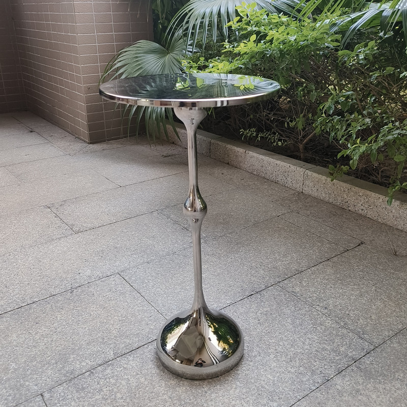 意式简约水滴轻奢沙发边几阳台镜面茶几客厅家用可移动迷你小桌子
