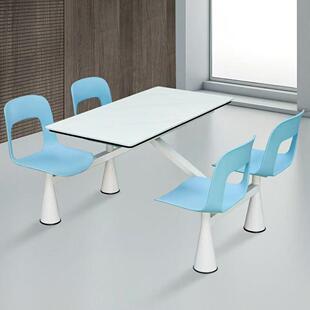 连体餐桌椅学生学校食堂餐桌工厂员工餐厅桌椅连体快餐桌椅组合