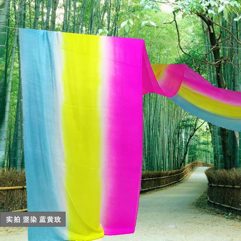 速发真丝长绸舞敦煌舞飞天舞表玉刚彩绸飘带变彩渐七加长绸子李演