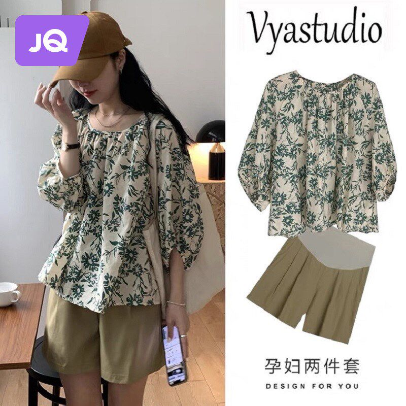 速发孕妇两件潮夏装级款小个子套妈孕妇套装夏季高新感宽松孕