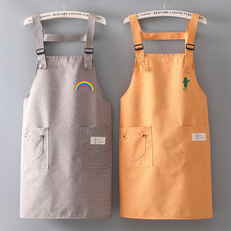 速发时尚节防棉麻围裙家用厨房防水版油夏季可调韩工作服LOGO男