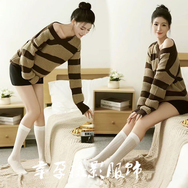 速发影家秋冬孕妇拍照服装温馨大孕孕妈咪室内慵懒风肚妇照服装在