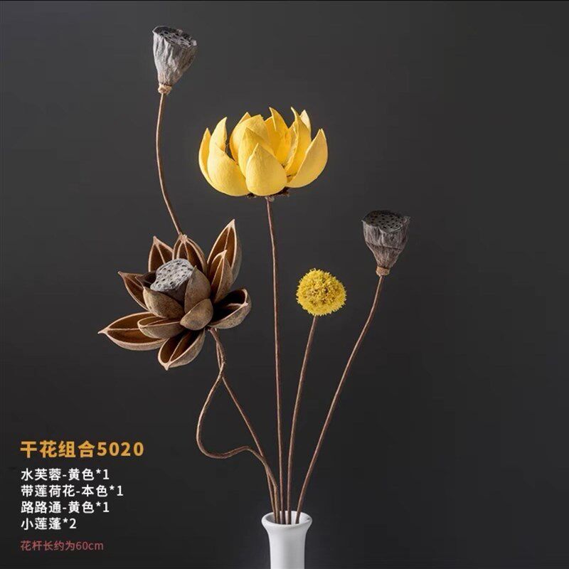 现货速发干花花束真花装饰禅意摆件荷花风干莲蓬插花中式客厅家居