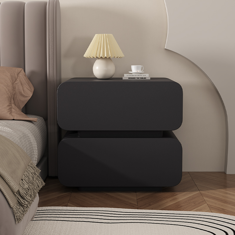 速发简安装实木头油风牀头柜免约牀边柜皮质家用卧室牀奶收纳柜