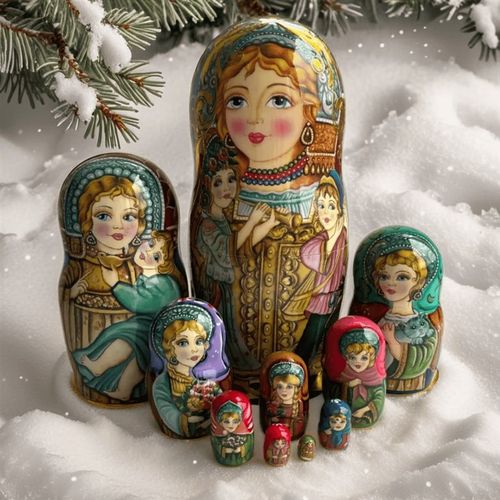 速发斯罗俄特色工艺品套娃烤漆10层木头哈尔滨手工绘画送友朋高档