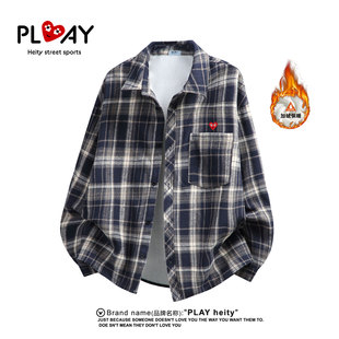 HEITY 格子长袖 官方衬衫 新款 加绒保暖男女宽松百搭外套 冬季 PLAY